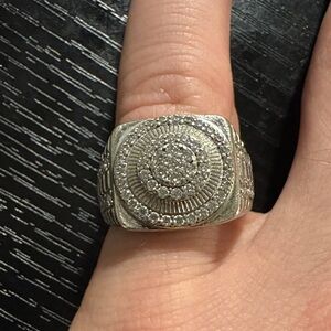 Silver ring with CZ men’s size 10 pinky ring